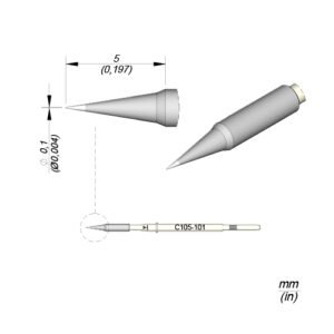 jbc c115 101 c115 series conical tip cartridge [0.004" x 0.197" (0.1 x 5mm)]
